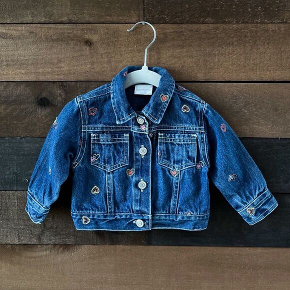 Carter's Other - Carters Kids Denim Embroidered Hearts Medium Wash Jean Jacket